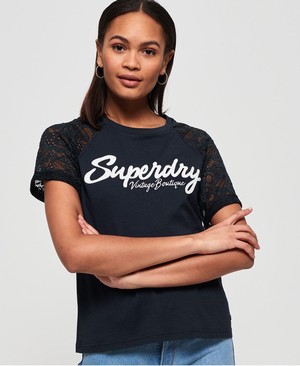 Superdry Madeline Graphic Női Pólók Sötétkék | PCFGD6421